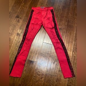 All Red Bedazzled Men’s Jeans